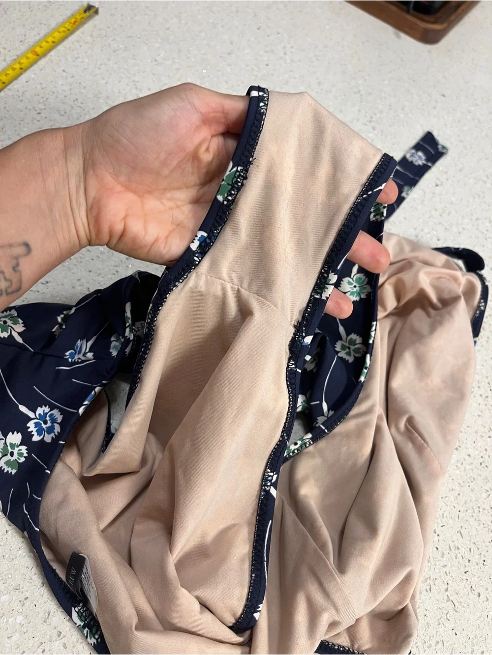 J.Crew Halter Bow One-Piece Swimsuit in Navy Daisy Print Size 12